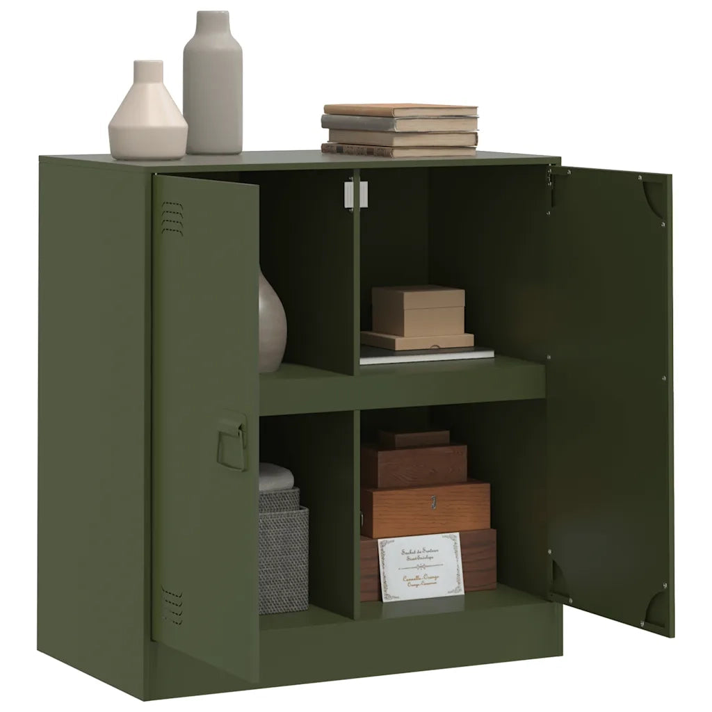 Credenza | Madia | Buffet da pranzo | Armadio da pranzo Verde Oliva 67x39x73 cm in Acciaio
