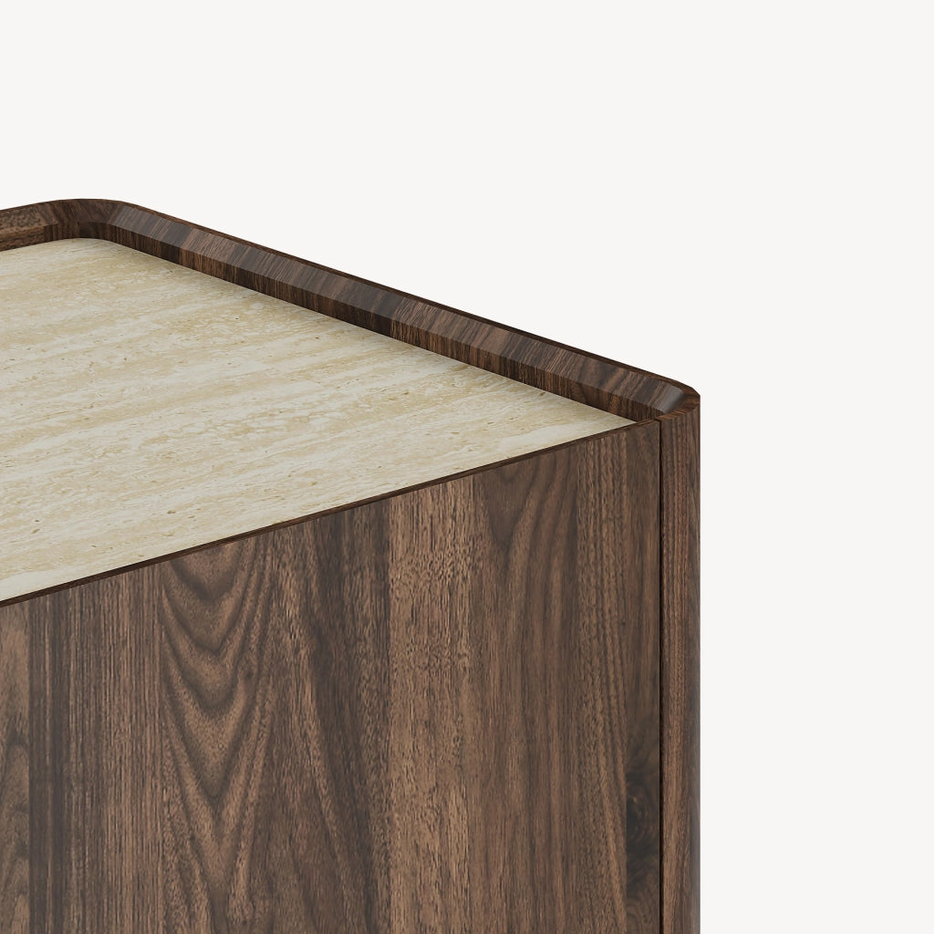 Tavolino da Salotto Trorlon con 2 Cassetti 100x50x40 cm - Effetto Noce/Travertino [en.casa]