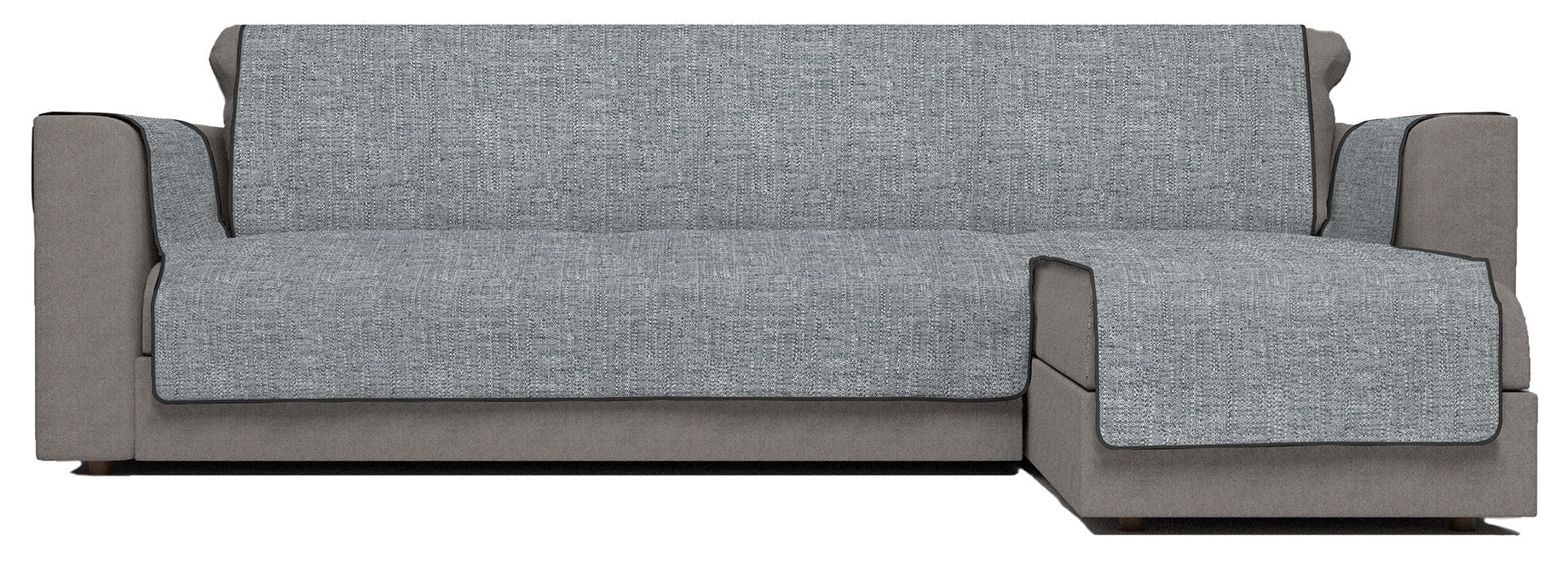 Copridivano con Penisola Destra Seduta 290 cm in Poliestere e Cotone Grigio Scuro