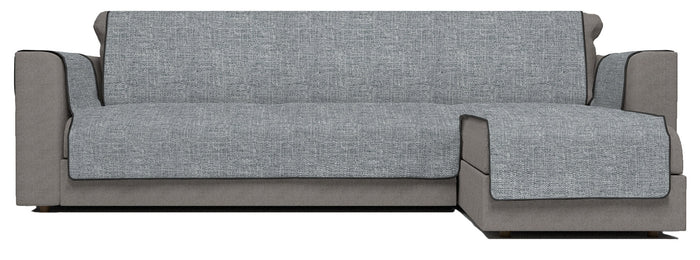 Copridivano con Penisola Destra Seduta 290 cm in Poliestere e Cotone Grigio Scuro