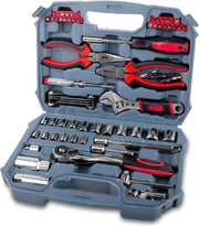 Set di attrezzi Auto con Bocchini Metrici. 67 pezzi di attrezzi in una valigetta portatile completa per la riparazione e il mantenimento di auto, biciclette e veicoli.