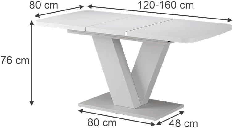 tavolo da pranzo allungabile Fenaro, Bianco, 120 x 80 cm 2 parti, con estrazione sincronizzata per lunghezza variabile del tavolo