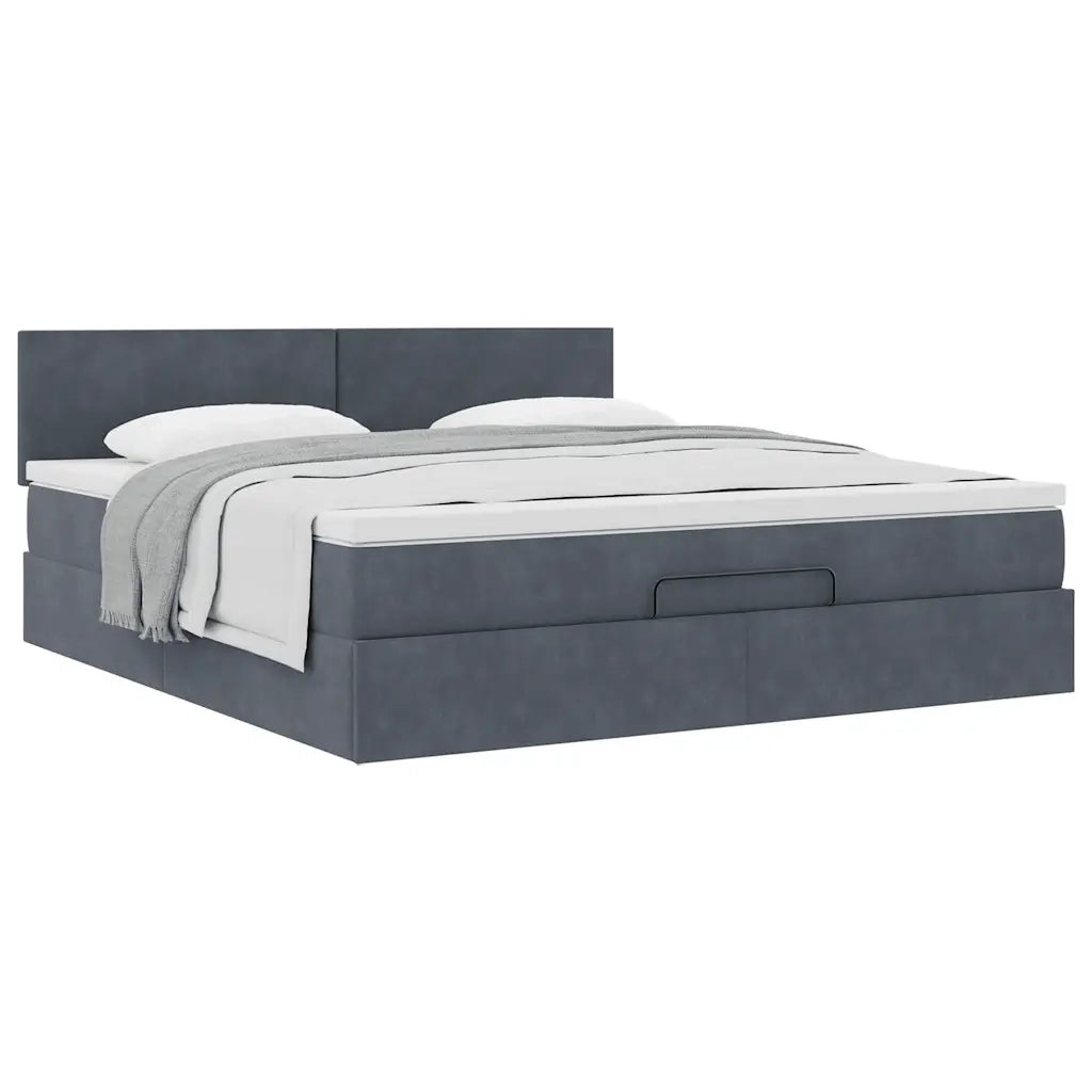 Struttura Letto Pouf con Materasso 160x200 cm in Velluto 3311712