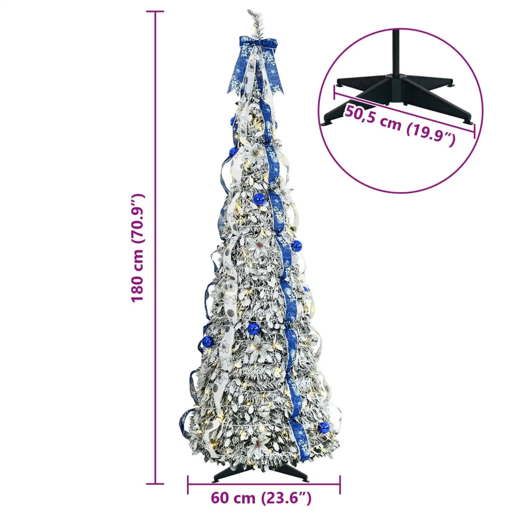 Albero di Natale | Decorazioni natalizie artificiale con 150 LED Bianco 180 cm PVC