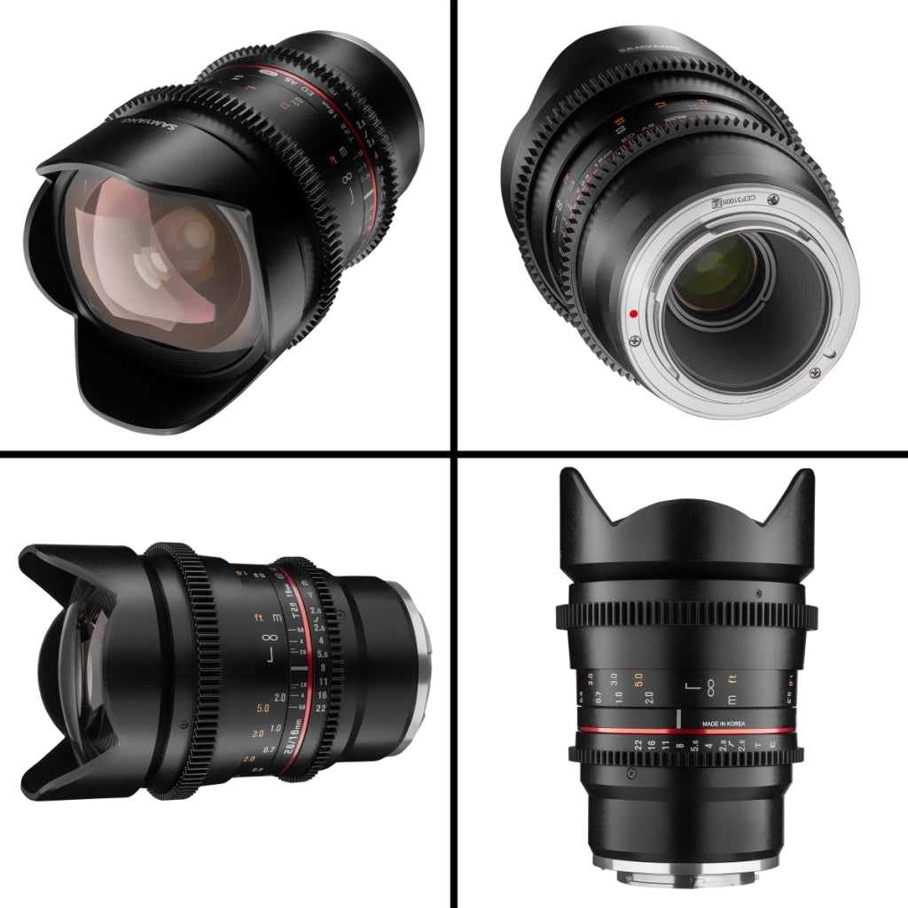MF 16mm T2.6 Video DSLR Sony E - obiettivo video manuale con lunghezza focale fissa di 16mm per fotocamere full-frame o APS-C con attacco Sony E, ideale per architettura e paesaggi
