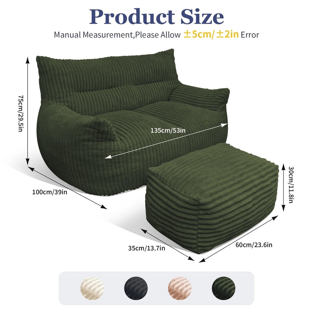 Poltrona Sacco Doppia con Pouf ¨C MINIMAL ¨C Tessuto, Soggiorno e Camera