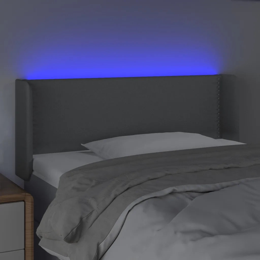 Testiera Grigio Chiaro a LED 93x16x78/88 cm in Tessuto 3123078