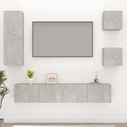 Set di Mobili Porta TV 5 pz-Set di 5 Credenza per TV Grigio Cemento in Legno Multistrato 575478