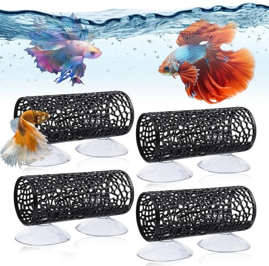 4 pezzi di tunnel, grotta con presa di vapore, tunnel per betta, tunnel vis, decorazione, gamberi, nascondiglio, acquario per pesci e gamberi per allevamento