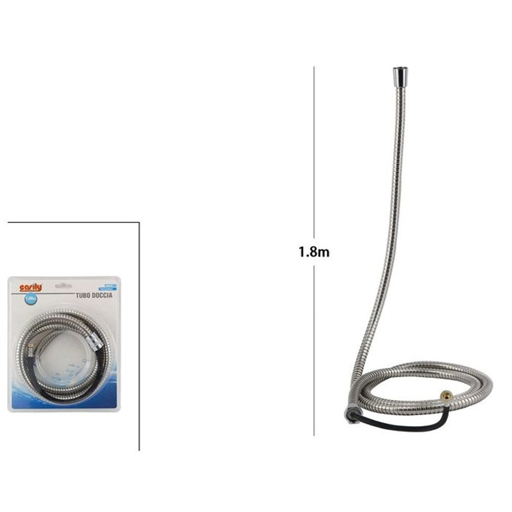 Trade Shop - Tubo Flessibile Doccia Acciaio Con Sistema Sicurezza Antiscoppio 1.8 Mt Bagno 69223 -