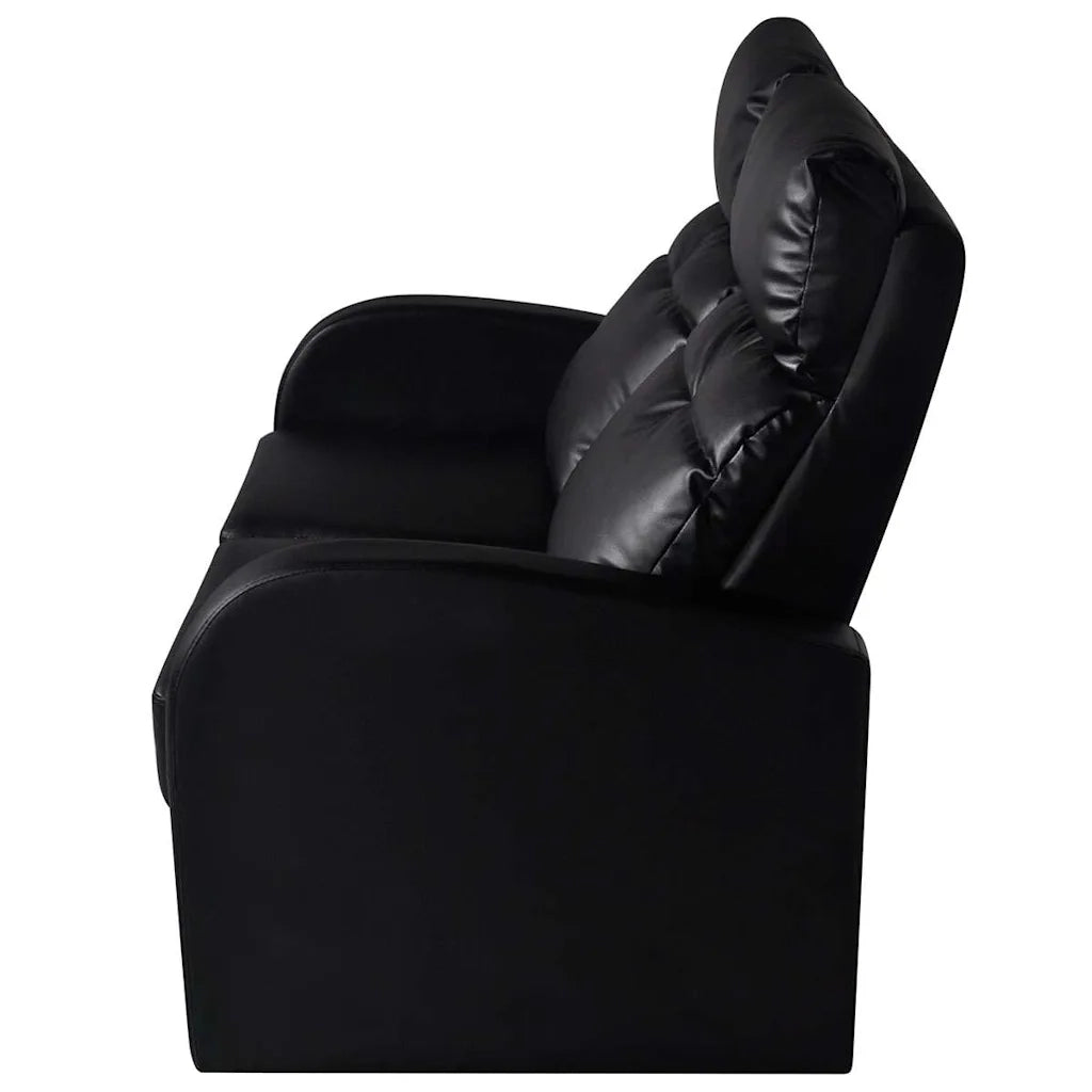 Poltrona reclinabile a 2 posti in pelle artificiale nera 242001