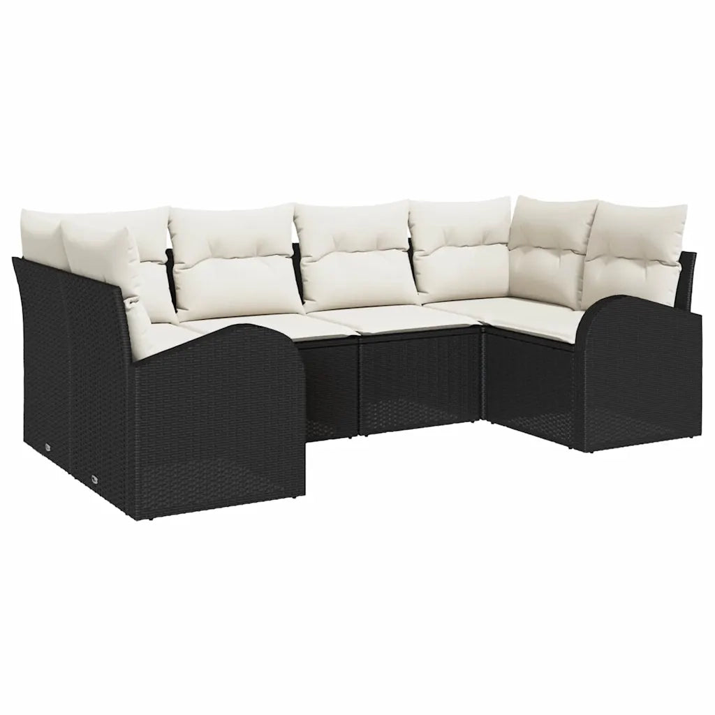 Set Divano da Giardino 6 pcs Nero Rattan in Polipropilene 3346177