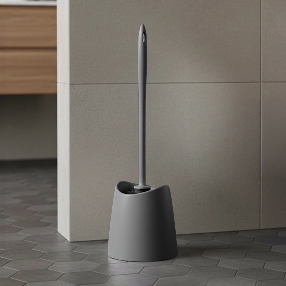 Portascopino wc da appoggio grigio antracite in abs con setole nere