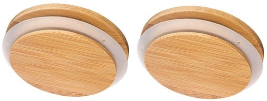 Due coperchi di chiusura in legno e silicone, 2 coperchi per bottiglia di acqua, coperchio in vetro trasparente per bocca normale, coperchio in vetro per bocca normale
