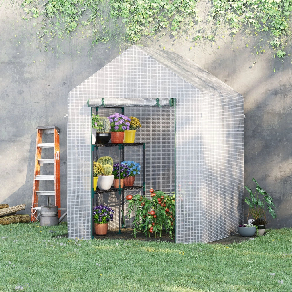 Serra da giardino con ripiani ¨C zephmum ¨C bianco 143x143x195cm