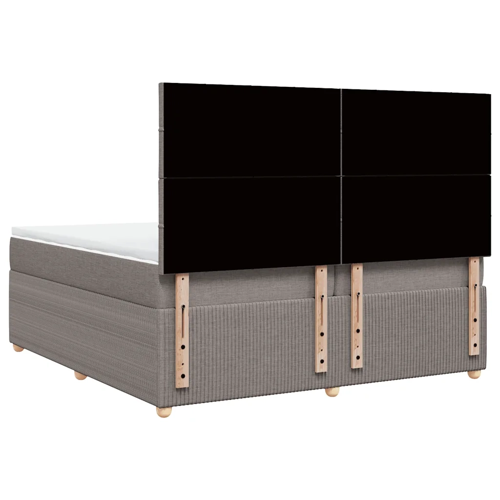 vidaXL Giroletto a Molle con Materasso Tortora 200x200 cm in Tessuto