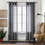 Set di tende a voile con occhielli - 2 pezzi - Translucido - Aspetto di seta artificiale - 260x140 cm - 100% poliestere