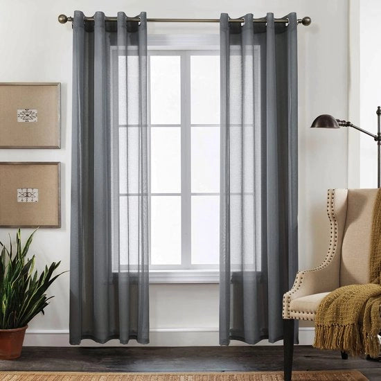 Set di tende a voile con occhielli - 2 pezzi - Translucido - Aspetto di seta artificiale - 260x140 cm - 100% poliestere