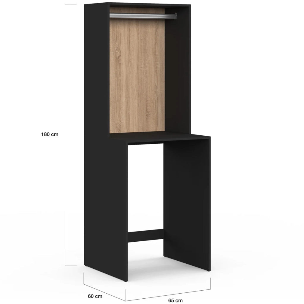 IDMarket - Top WALLIS per lavatrice con spazio per appendere, nero e legno effetto faggio