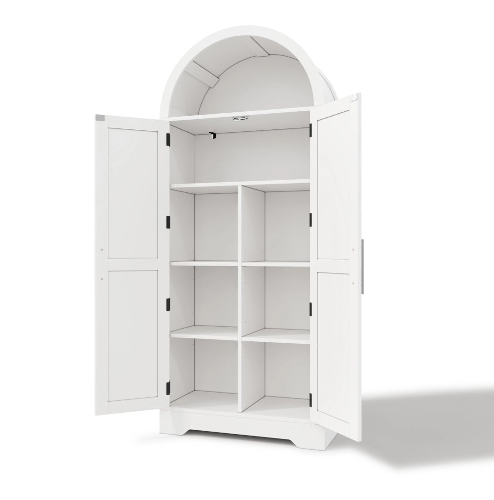 Credenza alta 70x35x170 cm bianca – vano aperto e contenitore