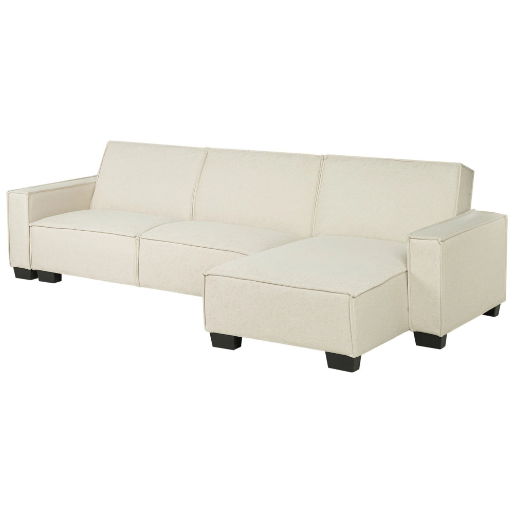 Divano letto ad angolo letto a L con rivestimento in tessuto grigio a 3 posti a versione sinistra
