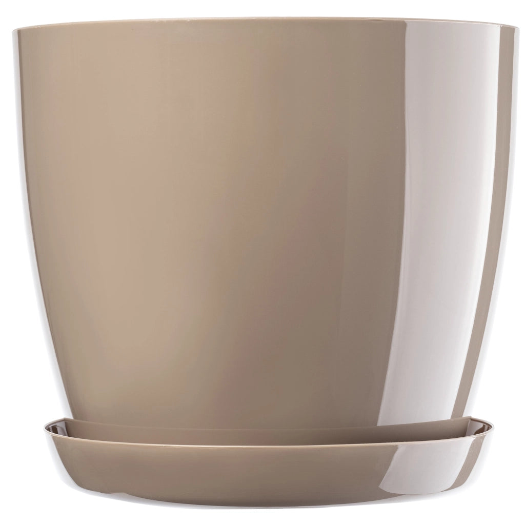 Vaso da fiori KADAX, fioriera, coperchio, 28 cm, supporto per fiori, plastica beige, 3 pezzi.