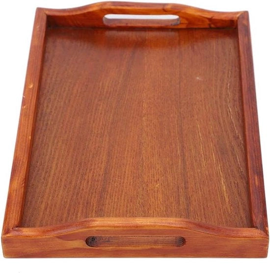 Piatto di servizio antiscivolo rettangolare - tavolo per frutta e bevande in legno di alta qualità con maniglia.
