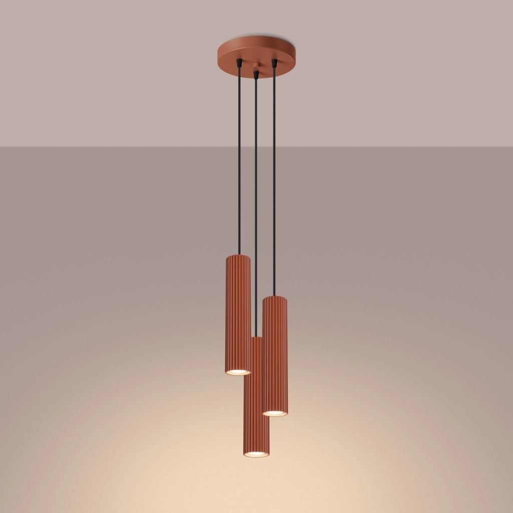 Lampada a sospensione GRAVIO ocra rossa Ø20 3xGU10