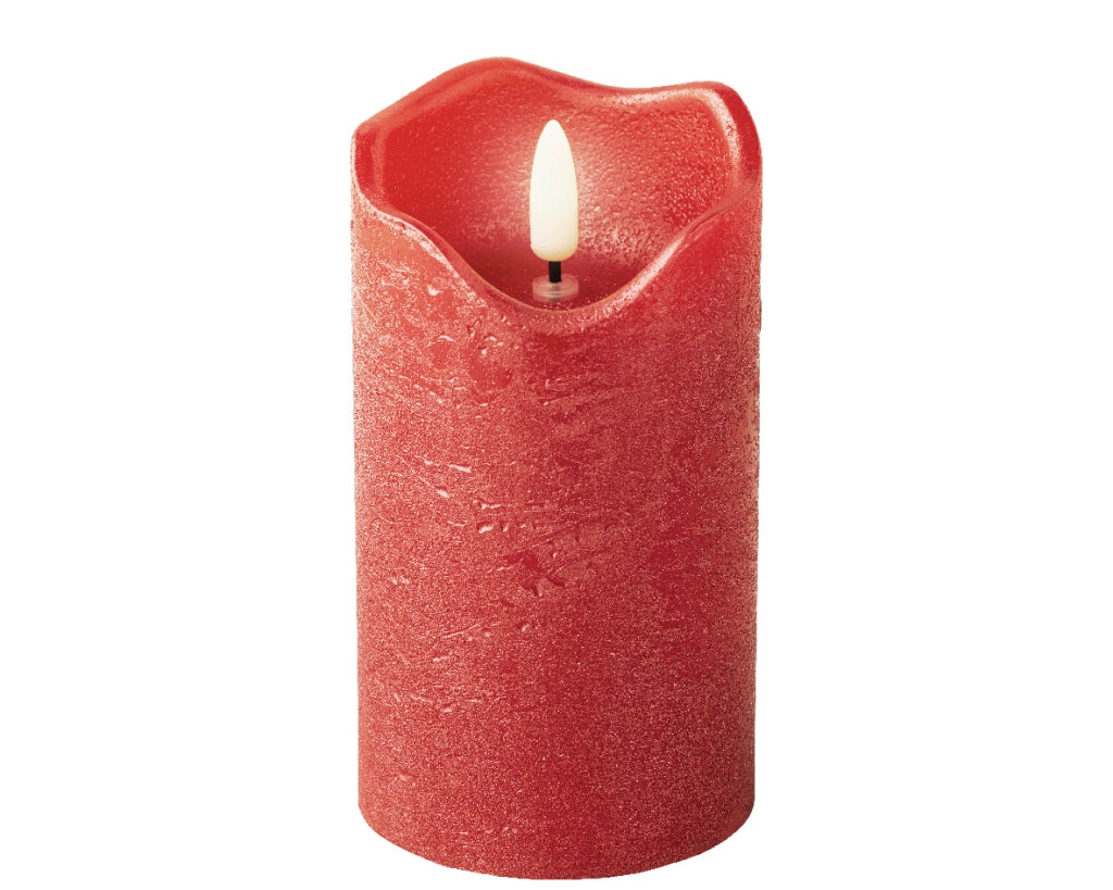 Candela LED ondulata in cera stabile per H 13 x 7 cm
