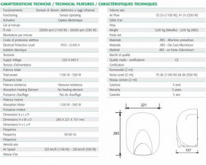 Asciugamani elettrico da parete - ECOstream LF 1100 Hot - Metallo cromato