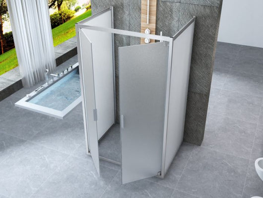 Box doccia Cristallo 6 mm 3 lati - Due Fissi piu' porta Saloon Opaco - Misura: 80 x 120 x 80 x190h 