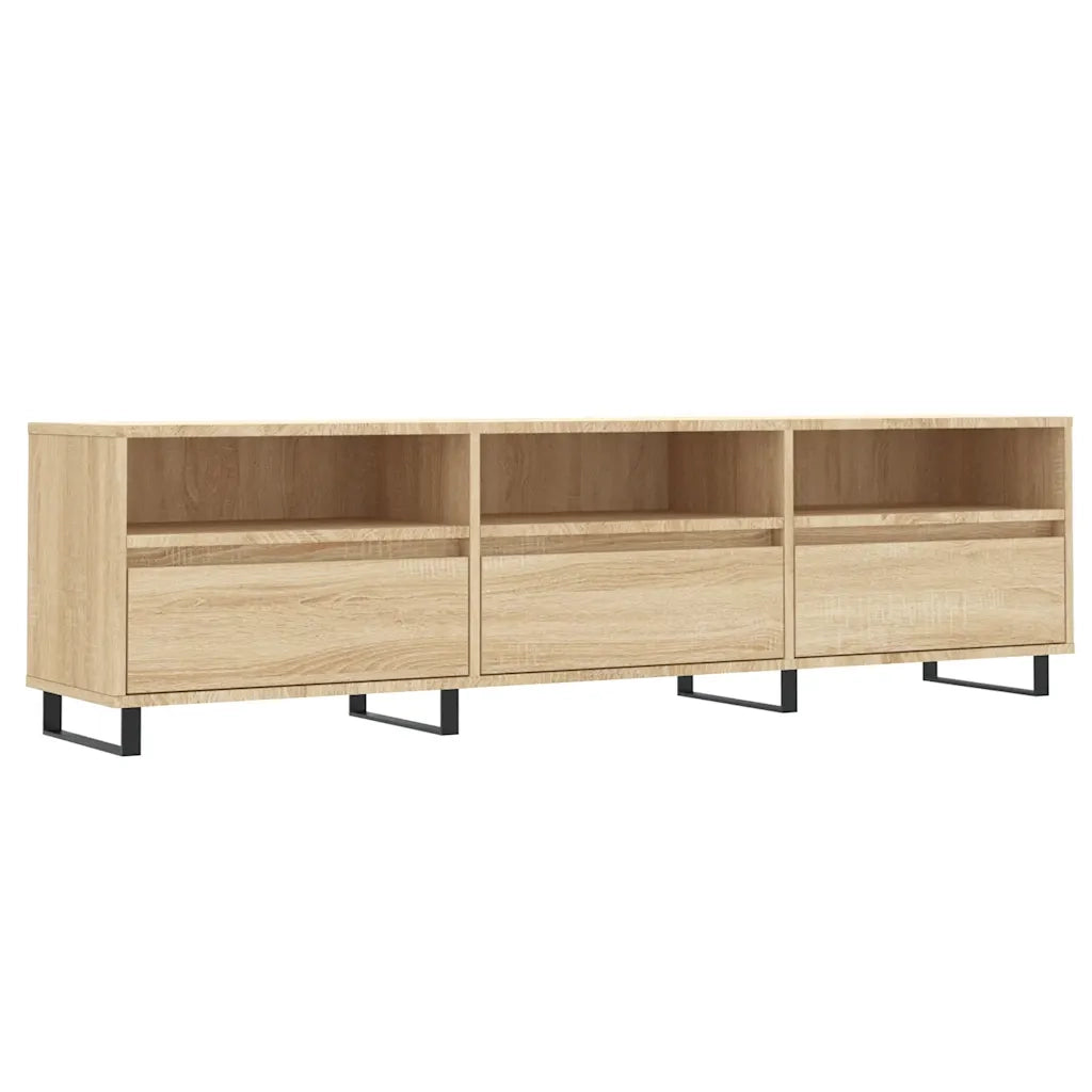 Mobile porta TV Sonoma in rovere nero 150 x 30 x 44 cm ampio spazio contenitivo contemporaneo in legno composito 02_0048982