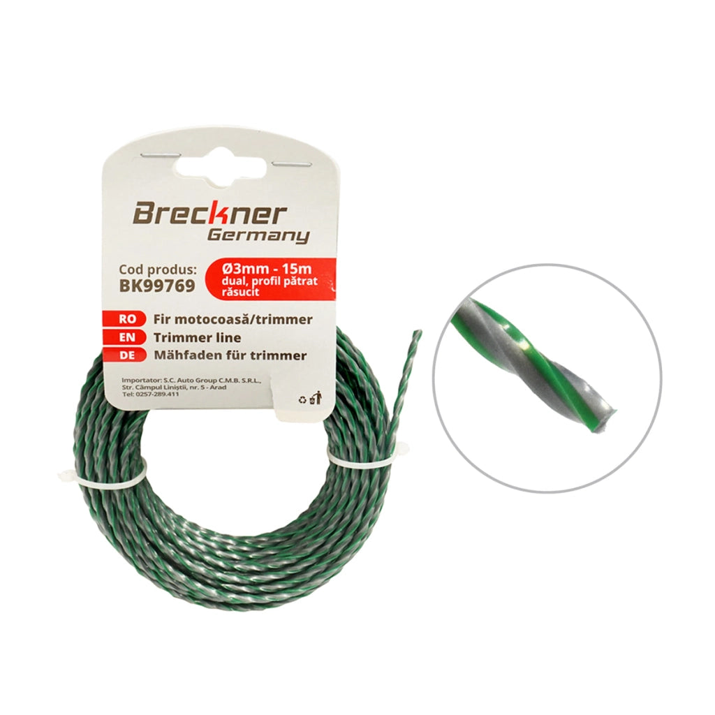 Filo quadrato ritorto per decespugliatore 3mmx15m Breckner Germany