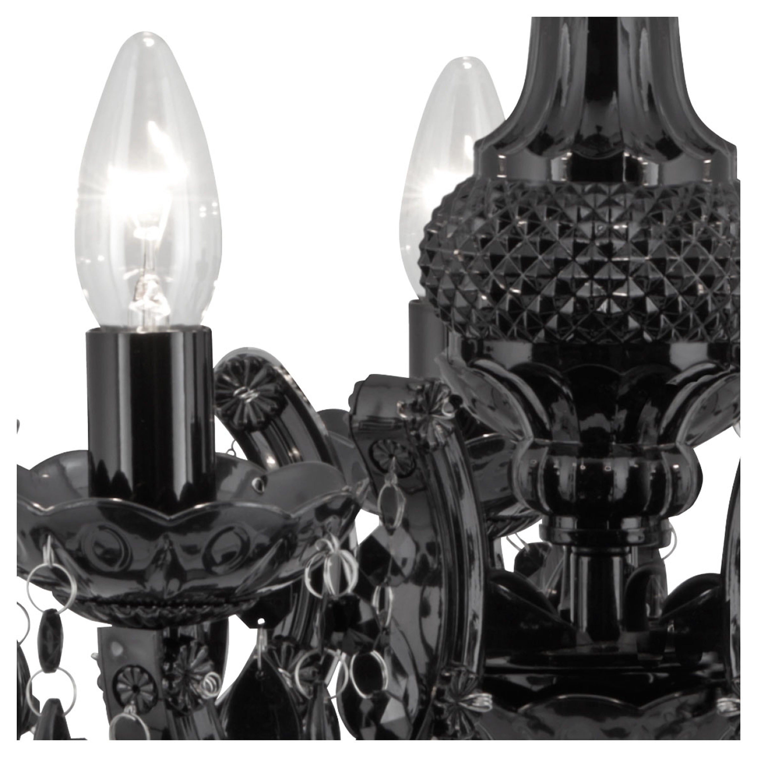 Lampadario Classico Marie Therese Vetro Nero Policarbonato 5 Luci E14