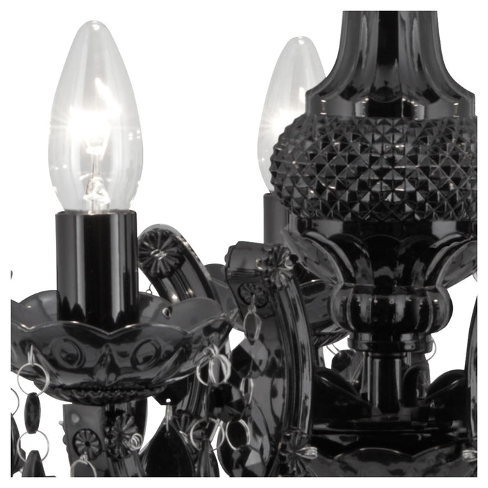 Lampadario Classico Marie Therese Vetro Nero Policarbonato 5 Luci E14
