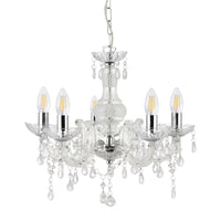 Lampadario Classico Marie Therese Vetro Trasparente Policarbonato 5 Luci E14