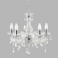 Lampadario Classico Marie Therese Vetro Trasparente Policarbonato 5 Luci E14