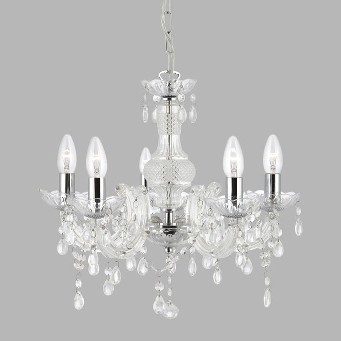 Lampadario Classico Marie Therese Vetro Trasparente Policarbonato 5 Luci E14