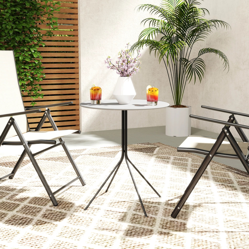 Tavolo da giardino rotondo ¨C zephmum ¨C 60 cm, telaio in acciaio, grigio scuro