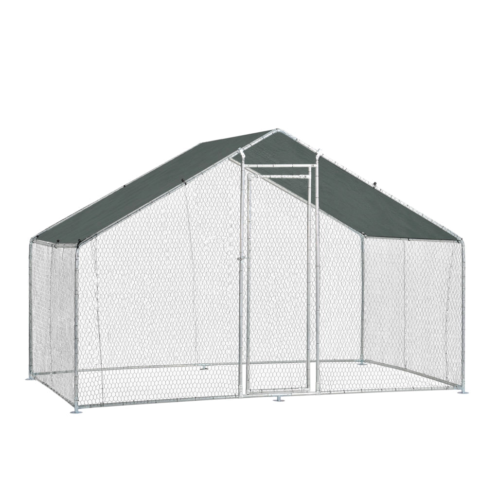 Gabbia per Pollame Wels con Tettuccio Parasole e Recinzione Rete Metallica 3x2x2 m pro.tec
