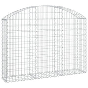 Cesto gabbione recinzione a gabbia muro di contenimento ad arco 150 x 30 x 100/120 cm ferro zincato argento 02_0039970