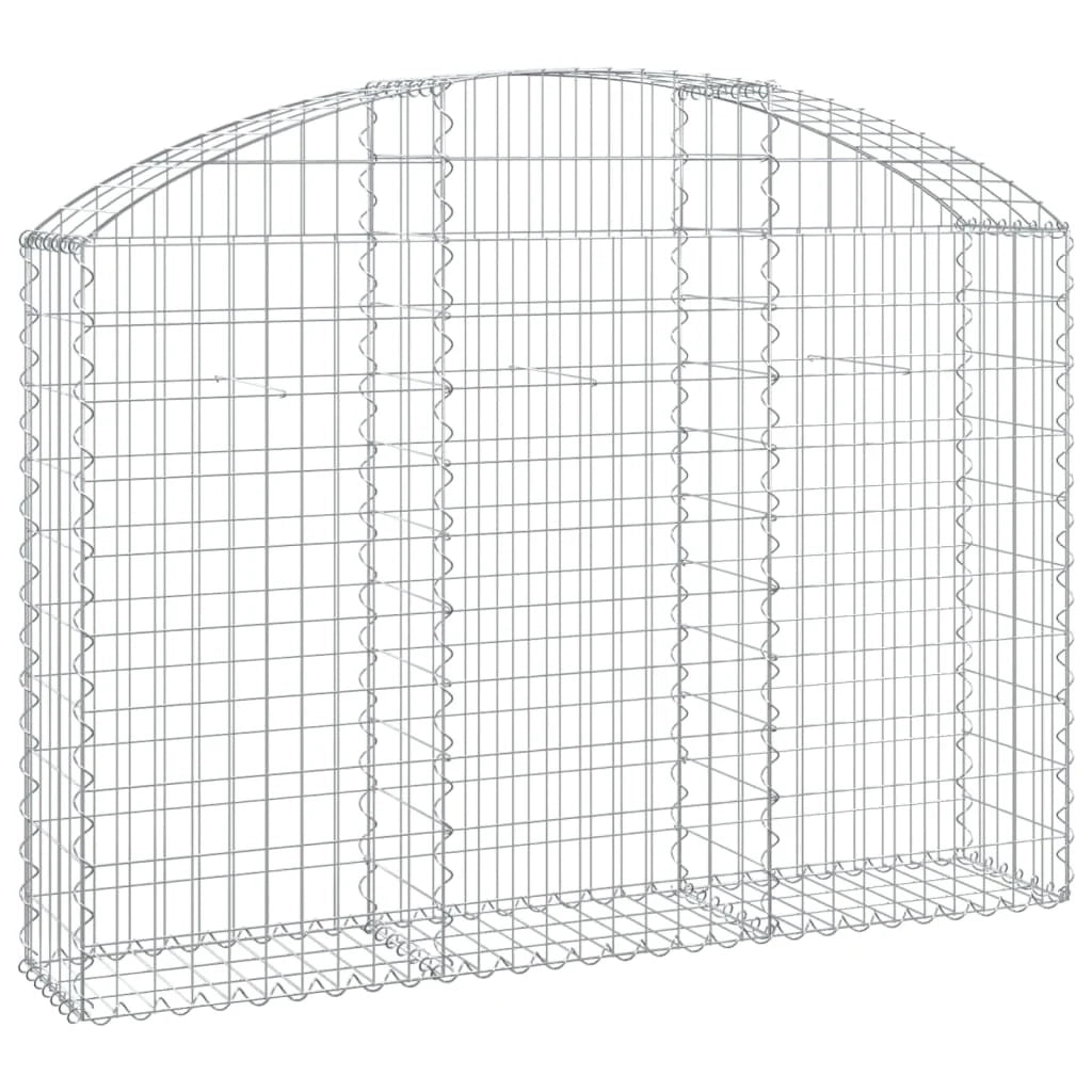Cesto gabbione recinzione a gabbia muro di contenimento ad arco 150 x 30 x 100/120 cm ferro zincato argento 02_0039970
