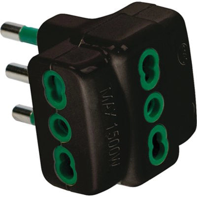 ADATTATORE TRIPLO 16A-16A GARANTI - NERO 2P+T- 10 pezzi