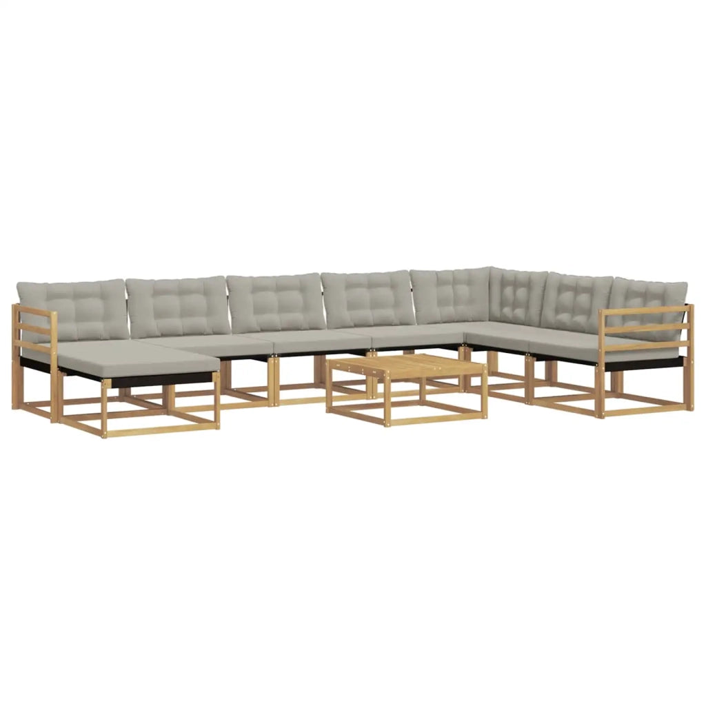 Set di divani da esterno 9 pcs Bianco e Grigio Chiaro