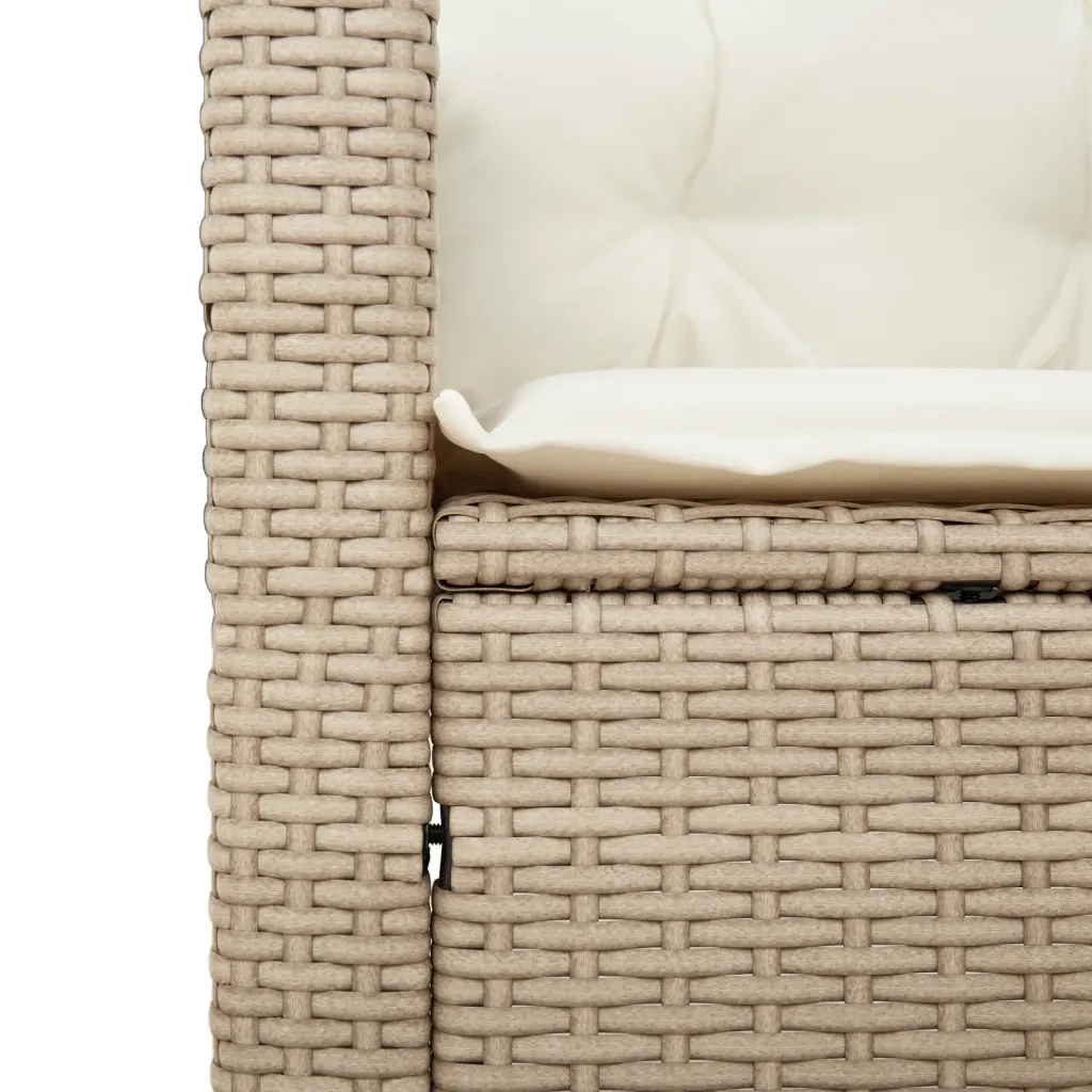 Set da BistrÃ² 3 pz con Cuscini Beige Polyrattan e Legno Acacia