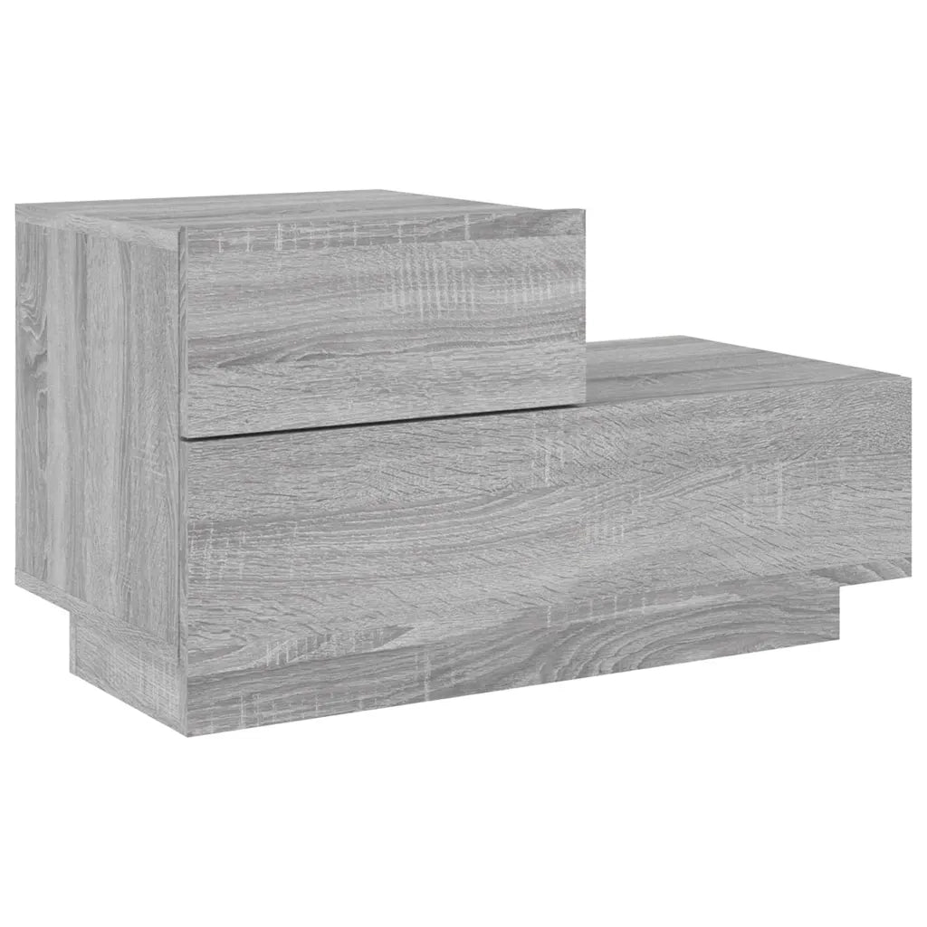 Comodino con Luci LED-Tavolino da notte Grigio Sonoma 70x36x40,5 cm