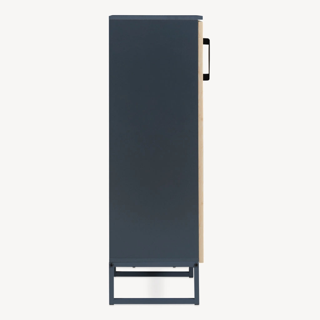 Mobile da Terra Svanes con Anta in Bambù e Ripiani per Bagno 90 x 30 x 30 cm - Grigio Scuro/Naturale [en.casa]