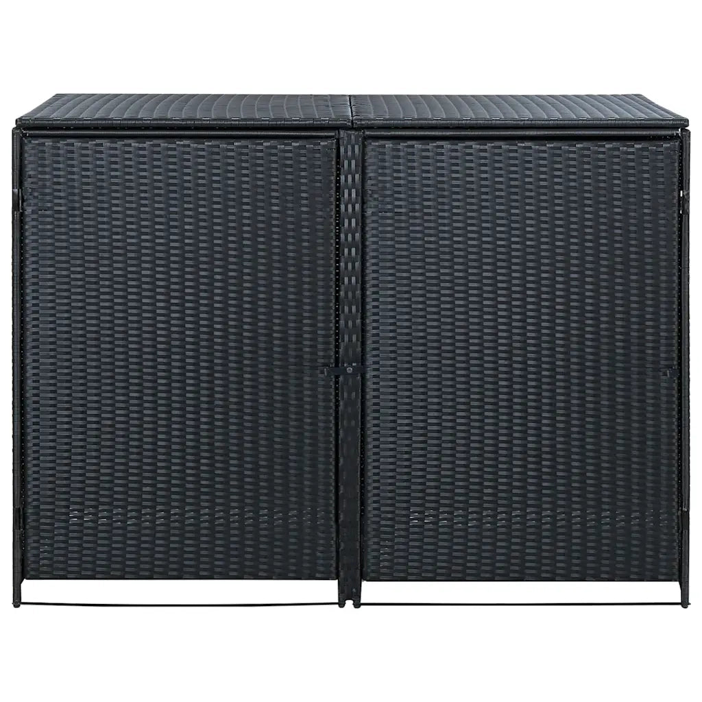 Copribidone Doppio per Spazzatura Polyrattan Nero 148x80x111 cm 43887