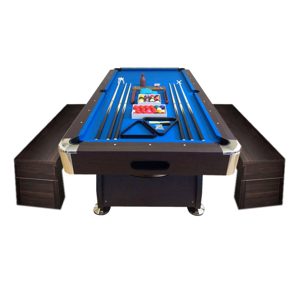 Tavolo da biliardo 8 piedi con panche contenitore – Vintage Blue