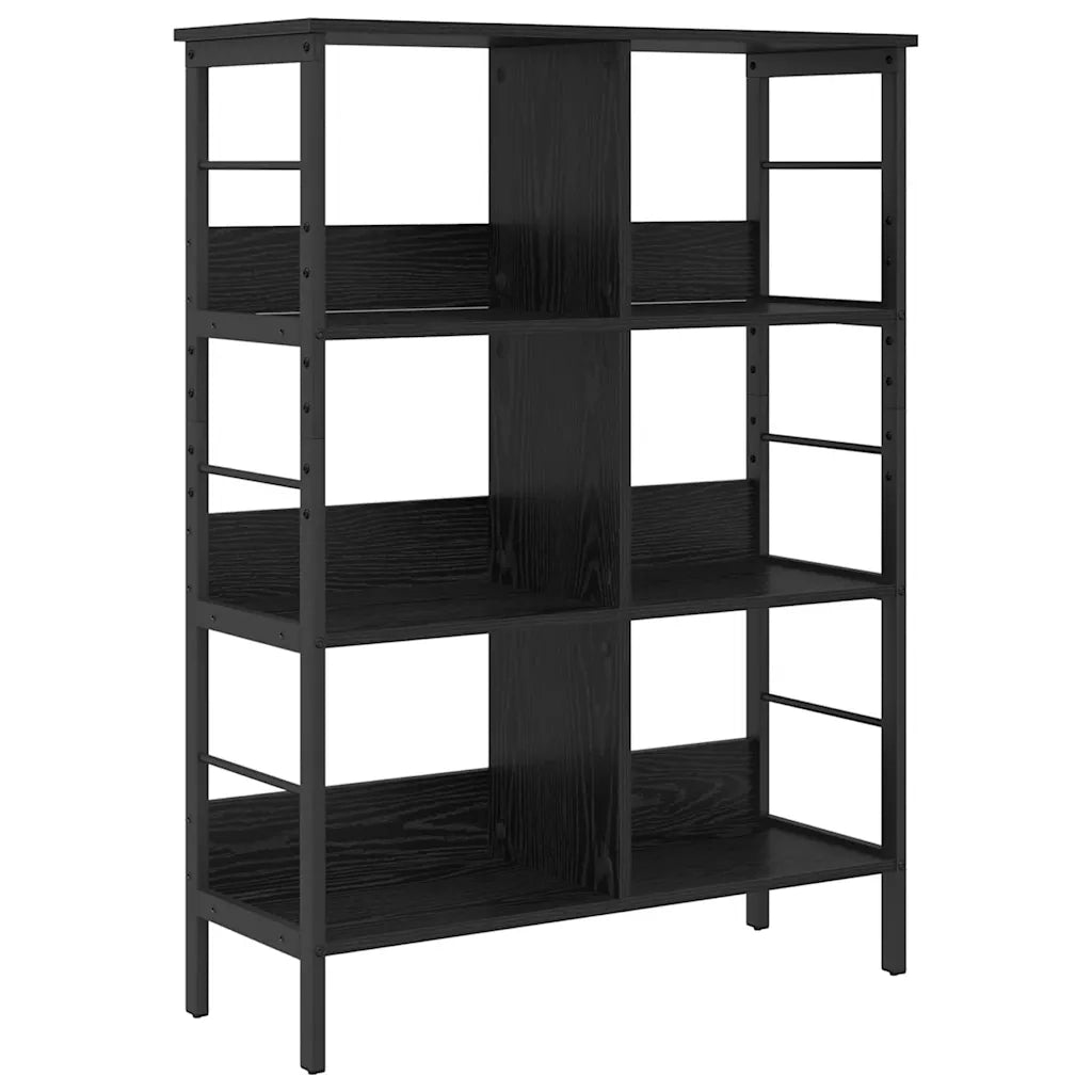 Libreria-Scaffale per Libri-Mobile di Stoccaggio Rovere Nero 82 x 32 x 112 cm Legno multistrato